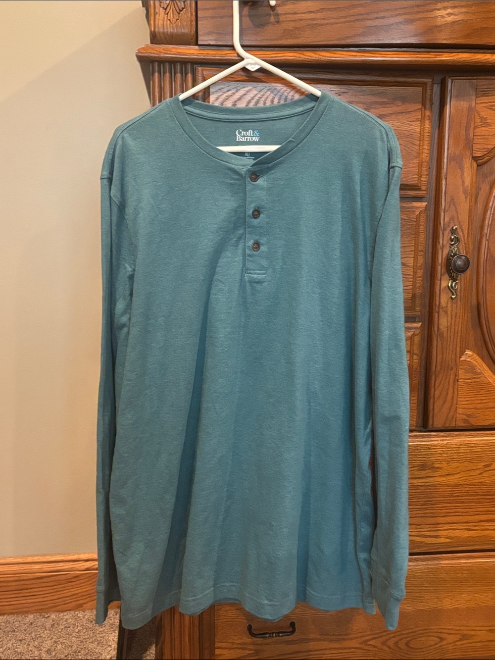 croft & barrow Teal Long-Sleeve Henley Shirt